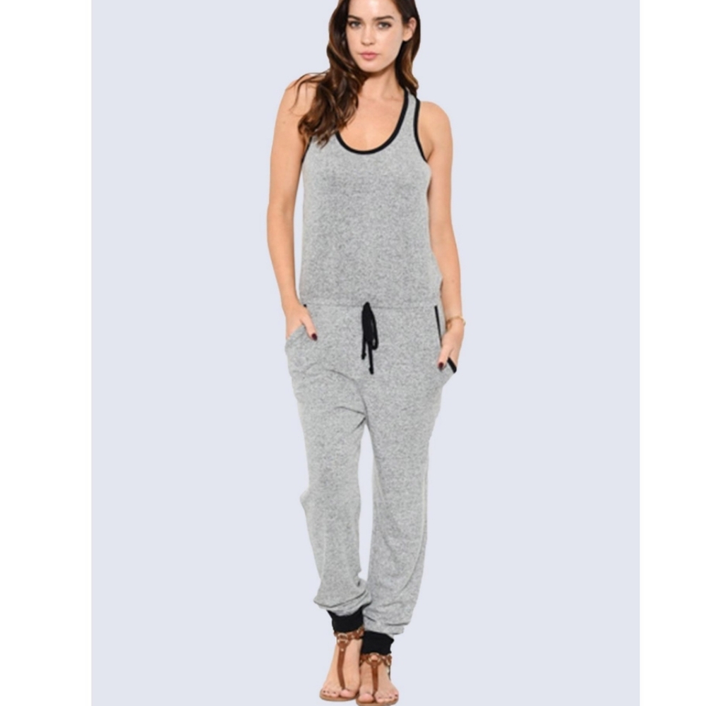 Racerback Gray Soft Lounge Jumpsuit
